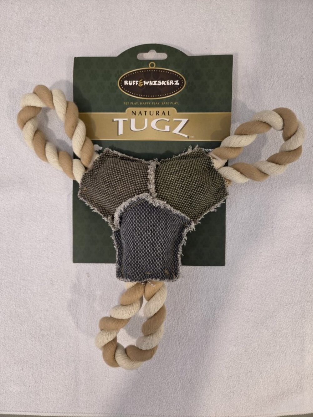 Ruff & Whiskerz Natural Tugz Dog Tug Toy — New on Card